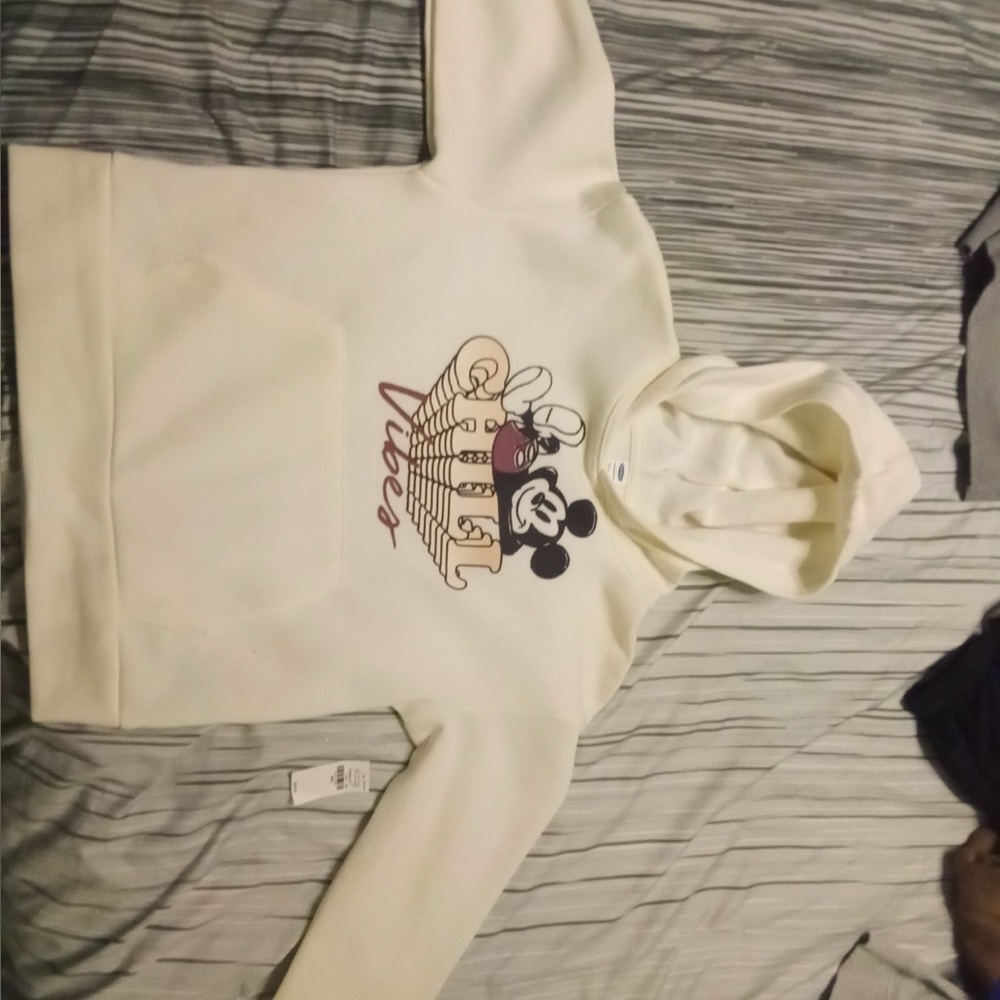 Old Navy Cream Hoodie with Mickey Mouse Design